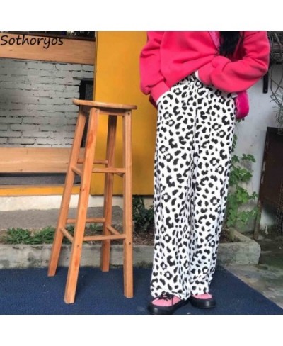 Cow-print Sleep Bottoms Women Spring Soft Leisure Korean Style Chic Popular Loose College Students Female Unisex Elastic Wais...