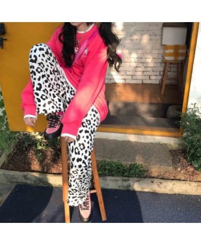 Cow-print Sleep Bottoms Women Spring Soft Leisure Korean Style Chic Popular Loose College Students Female Unisex Elastic Wais...