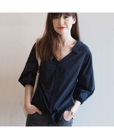 Shirts for Women Polo Shirt Women Short Sleeved Blouse Blouse of Summer 2023 New Loose V-neck Lantern Sleeve Blouse Blouse $3...