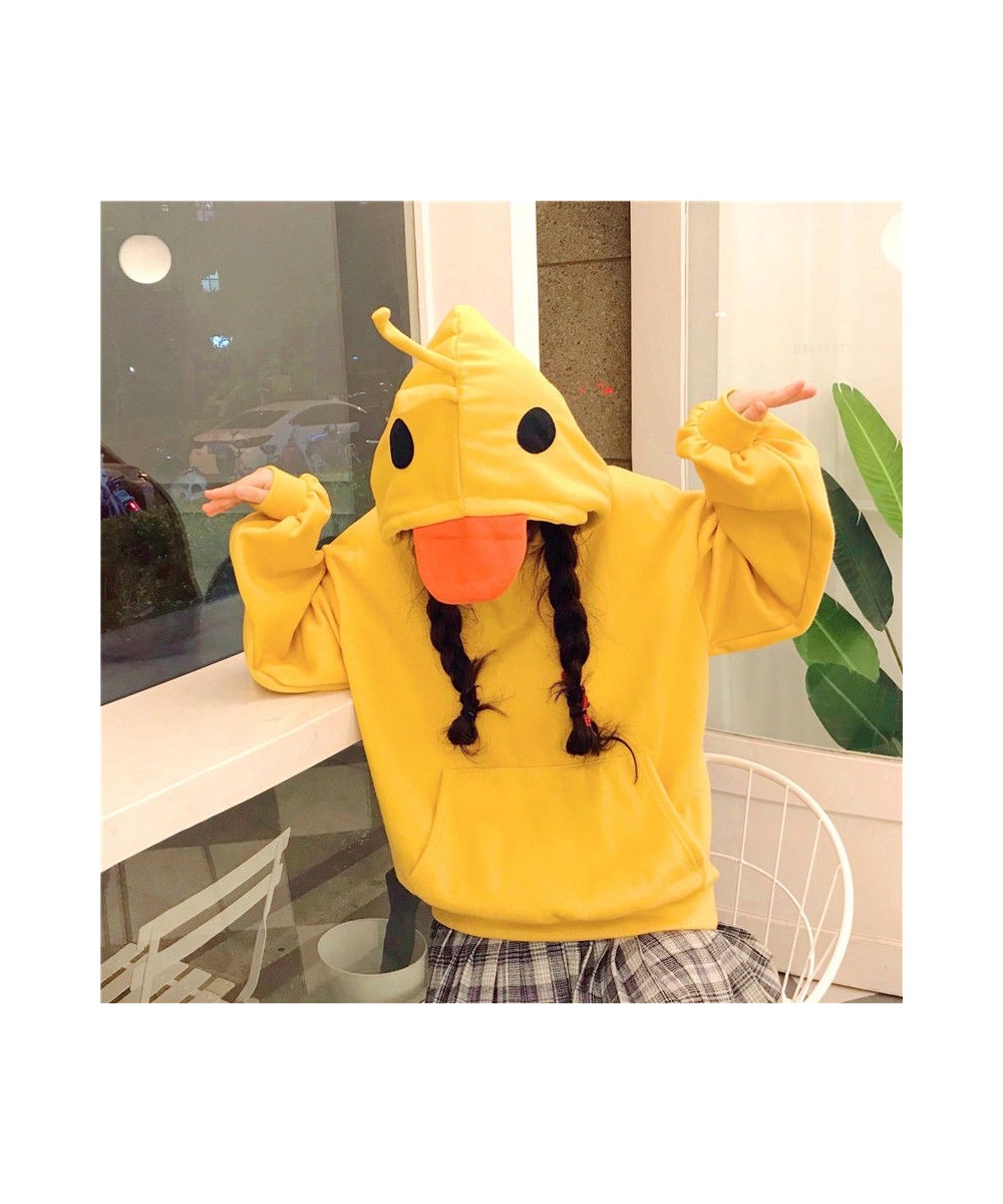 Kawaii Duck Hoodies Women Long Sleeve Cute Tops Emo Clothes Korean 2022 Fashion Winter Yellow Casual Pullover Soft Girl $48.8...