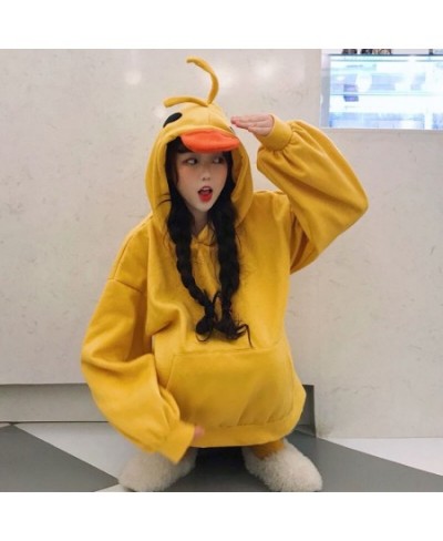 Kawaii Duck Hoodies Women Long Sleeve Cute Tops Emo Clothes Korean 2022 Fashion Winter Yellow Casual Pullover Soft Girl $48.8...