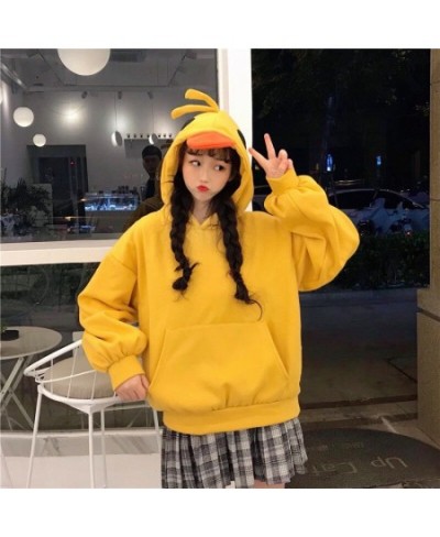 Kawaii Duck Hoodies Women Long Sleeve Cute Tops Emo Clothes Korean 2022 Fashion Winter Yellow Casual Pullover Soft Girl $48.8...