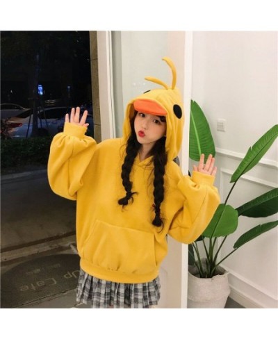 Kawaii Duck Hoodies Women Long Sleeve Cute Tops Emo Clothes Korean 2022 Fashion Winter Yellow Casual Pullover Soft Girl $48.8...