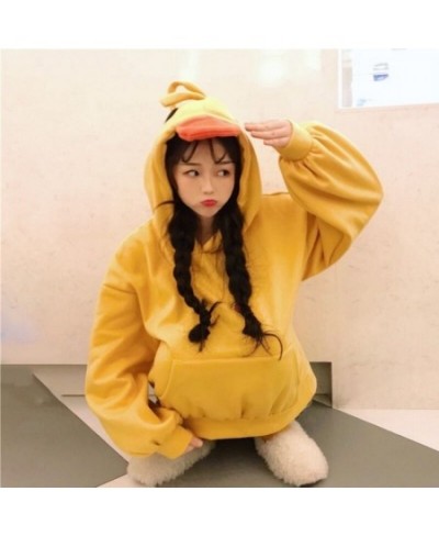 Kawaii Duck Hoodies Women Long Sleeve Cute Tops Emo Clothes Korean 2022 Fashion Winter Yellow Casual Pullover Soft Girl $48.8...