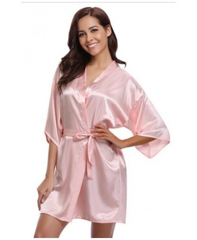 RB032 2023 New Silk Kimono Robe Bathrobe Women Silk Bridesmaid Robes Sexy Navy Blue Robes Satin Robe Ladies Dressing Gowns $2...