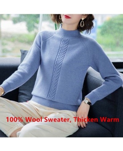 New Wool Sweater Women Cashmere Short Sweaters Large Size Loose Half High Neck Thick Tops Knitted Bottoming Shirt M-5XL $35.6...