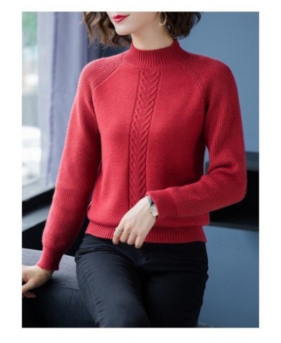 New Wool Sweater Women Cashmere Short Sweaters Large Size Loose Half High Neck Thick Tops Knitted Bottoming Shirt M-5XL $35.6...