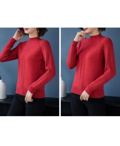 New Wool Sweater Women Cashmere Short Sweaters Large Size Loose Half High Neck Thick Tops Knitted Bottoming Shirt M-5XL $35.6...