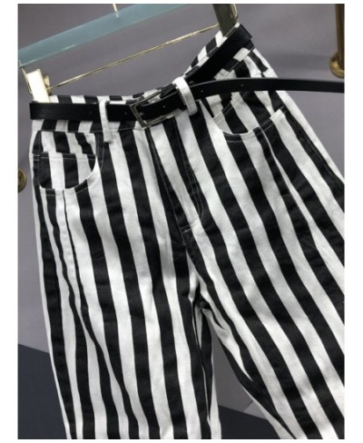 European Fashion Black White Striped Raddish-Shaped Jeans Female 2022 Autumn Versatile High Waist Slimming Harem Denim Pants ...