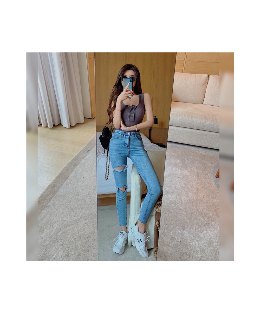 Y2k Streetwear Vintage Jeans Woman Women's Pants Female Clothing Korean Fashion Clothes High Waist 2022 Ripped Skinny Blue $4...