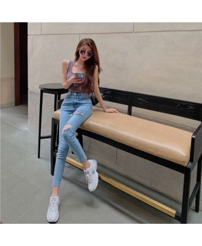 Y2k Streetwear Vintage Jeans Woman Women's Pants Female Clothing Korean Fashion Clothes High Waist 2022 Ripped Skinny Blue $4...