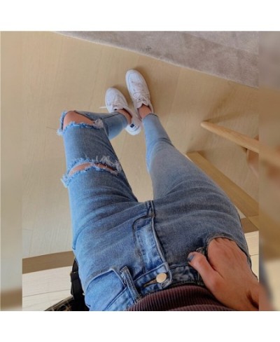 Y2k Streetwear Vintage Jeans Woman Women's Pants Female Clothing Korean Fashion Clothes High Waist 2022 Ripped Skinny Blue $4...