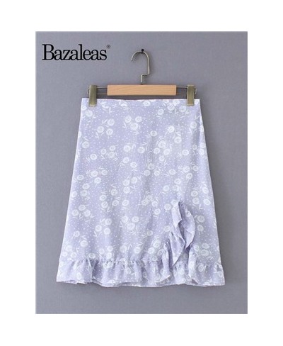 Vintage Navy Sunflower Print women mini Skirt Sexy short saia Skirt Ruffles women skirt $27.49 - Skirts