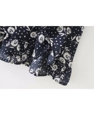 Vintage Navy Sunflower Print women mini Skirt Sexy short saia Skirt Ruffles women skirt $27.49 - Skirts