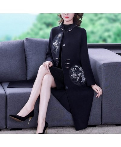 Autumn & Winter Woolen Jacket Windbreaker For Women 2023 Spring Loose Fashion Stand Collar Chinese Style Embroidery Coat T174...