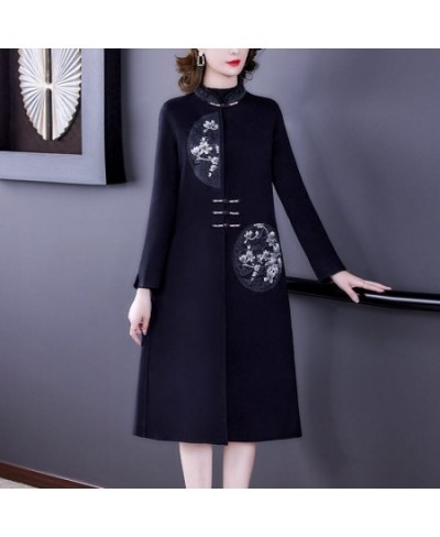 Autumn & Winter Woolen Jacket Windbreaker For Women 2023 Spring Loose Fashion Stand Collar Chinese Style Embroidery Coat T174...