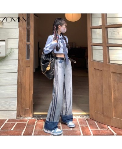 Fashion Casual Color Contrast Denim Spring New Reverse Female Jeans Straight Version Retro Mix and Match Trousers Pants $38.8...