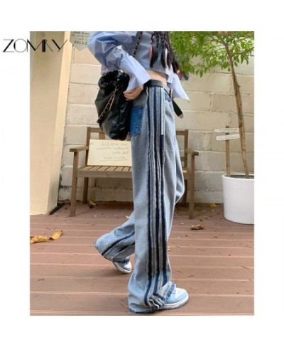 Fashion Casual Color Contrast Denim Spring New Reverse Female Jeans Straight Version Retro Mix and Match Trousers Pants $38.8...