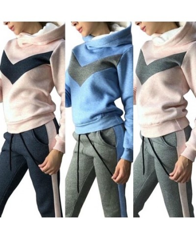 Autumn Winter 2 Piece Set Tracksuit Women Sportwear Fleece Hoodies Pullover Sweatshirts Baggy Trousers Jogger Pants Warm $38....