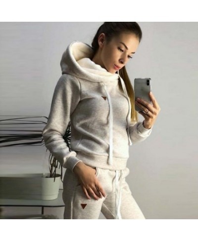 Autumn Winter 2 Piece Set Tracksuit Women Sportwear Fleece Hoodies Pullover Sweatshirts Baggy Trousers Jogger Pants Warm $38....