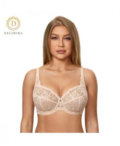 Women's Minimizer Bra Plus Size Lace Floral Full Coverage See Through Underwire Unlined Mesh Transparent D DD E F G H $48.61 ...