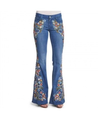 2023 Slim Jeans Women Print Y2k Flare Pants Spring Autumn New Denim Plus Size Drop RQ007 $40.02 - Jeans