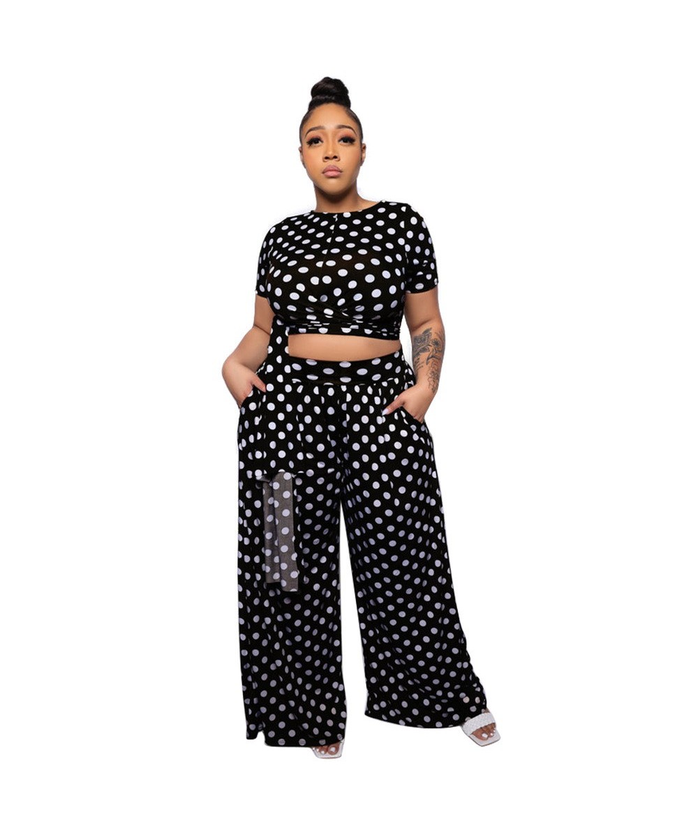 XL-4XL Plus Size Pant Suits Fashion Women Clothing 2022 Summer Dot Short Sleeve Casual Two Piece Sets Wholesale $54.18 - Plus...