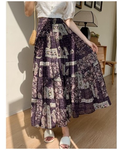 Aesthetic Floral Print Chiffon Maxi Skirt for Women 2023 Spring Summer Korean Holiday A Line High Waist Long Skirt Female $43...