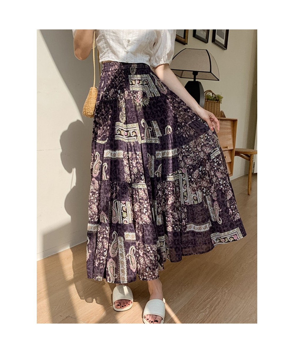 Aesthetic Floral Print Chiffon Maxi Skirt for Women 2023 Spring Summer Korean Holiday A Line High Waist Long Skirt Female $43...