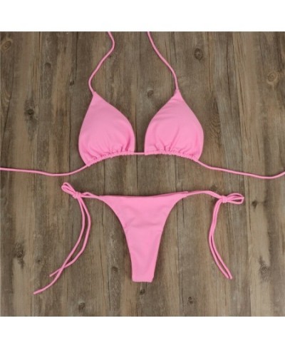 2023 New Side Tie Sexy Brazilian Women's Solid Color Swimsuit Bandage Style Swimwear Ultra Thin Elastic Thong Bikini Set $15....