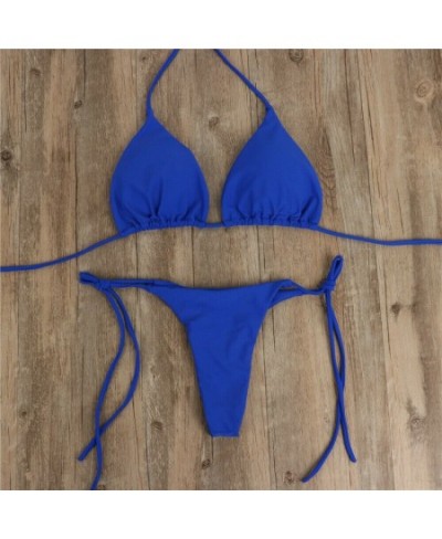 2023 New Side Tie Sexy Brazilian Women's Solid Color Swimsuit Bandage Style Swimwear Ultra Thin Elastic Thong Bikini Set $15....