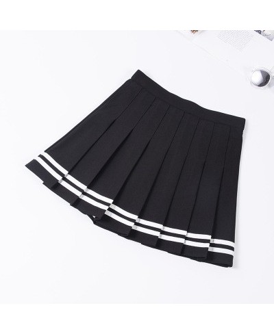 S-XXL Four Colors High Waist A-Line Women Striped Stitching Sailor Pleated Skirt Elastic Waist Sweet Girls Dance Skirt $24.24...