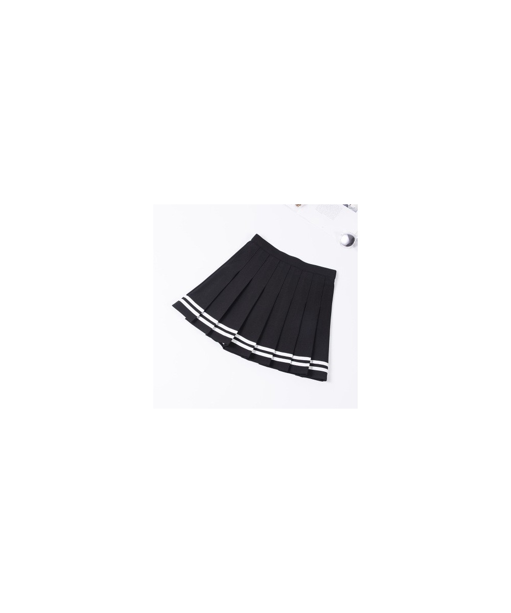 S-XXL Four Colors High Waist A-Line Women Striped Stitching Sailor Pleated Skirt Elastic Waist Sweet Girls Dance Skirt $24.24...