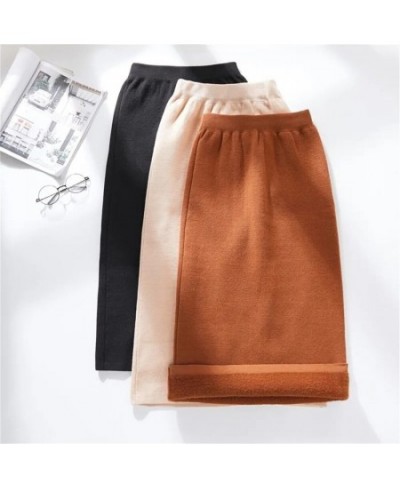 Winter Warm Plus Velvet Thick High Waist Knitted Midi Skirt Elastic Band Korea Simple Sukienka Basic Women Classic Faux Fur $...