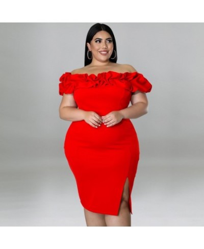 2023 Spring Women Dress Ruffle Off Shoulder Fashion Elegant Cloth Female Casual Luxury Gown Plus Size Evening Party Dress $53...