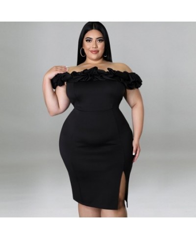 2023 Spring Women Dress Ruffle Off Shoulder Fashion Elegant Cloth Female Casual Luxury Gown Plus Size Evening Party Dress $53...