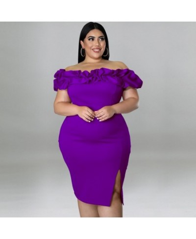 2023 Spring Women Dress Ruffle Off Shoulder Fashion Elegant Cloth Female Casual Luxury Gown Plus Size Evening Party Dress $53...