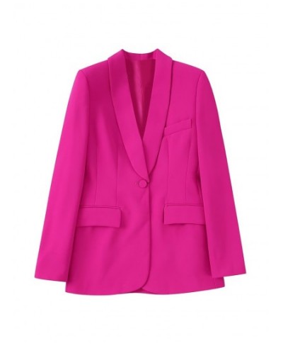 Women Fashion With Tuxedo Collar Front Button Blazer Coat Vintage Long Sleeve Flap Pockets Female Outerwear Chic Tops $54.38 ...