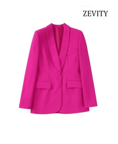 Women Fashion With Tuxedo Collar Front Button Blazer Coat Vintage Long Sleeve Flap Pockets Female Outerwear Chic Tops $54.38 ...