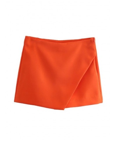 2023 Spring Women Fashion Asymmetrical Shorts Skirts High Waist Back Pockets Side Zipper Vintage Female Green Short Skort $27...