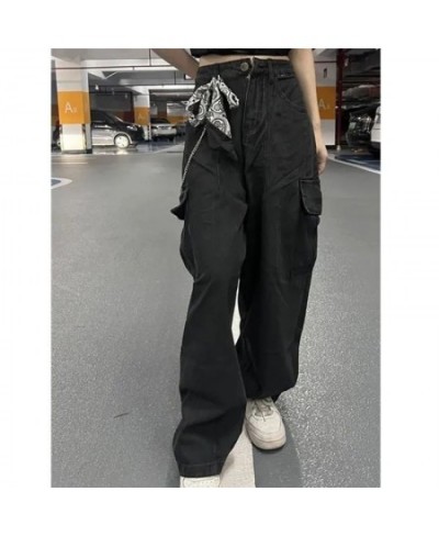 Vintage Oversize Cargo Jeans Fashion Wide Leg Pants High Waist Denim Baggy High Street Straight Casual Trousers $53.49 - Bottoms