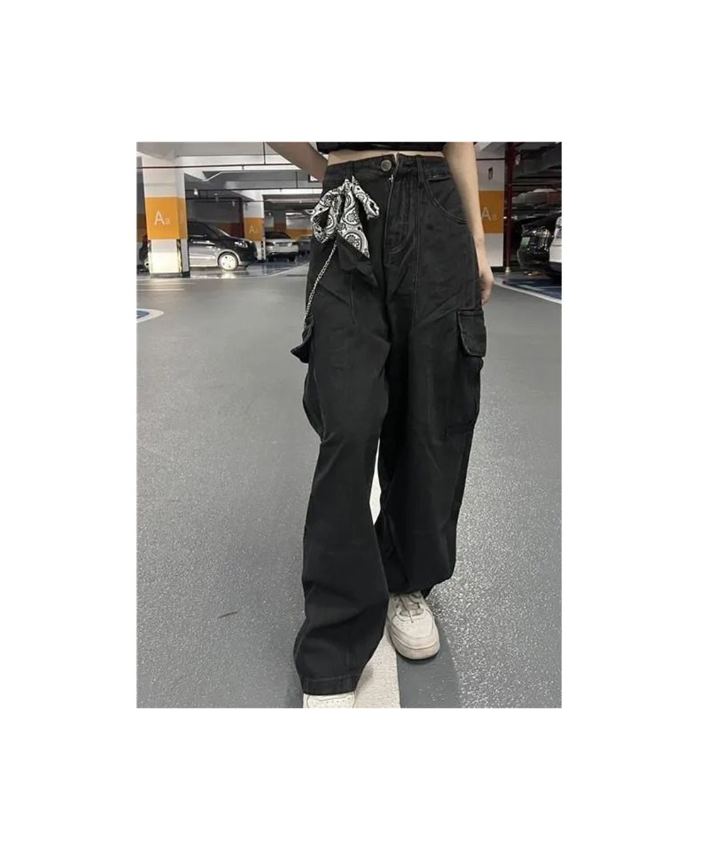 Vintage Oversize Cargo Jeans Fashion Wide Leg Pants High Waist Denim Baggy High Street Straight Casual Trousers $53.49 - Bottoms