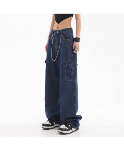 Vintage Oversize Cargo Jeans Fashion Wide Leg Pants High Waist Denim Baggy High Street Straight Casual Trousers $53.49 - Bottoms