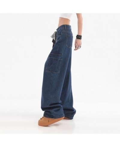 Vintage Oversize Cargo Jeans Fashion Wide Leg Pants High Waist Denim Baggy High Street Straight Casual Trousers $53.49 - Bottoms