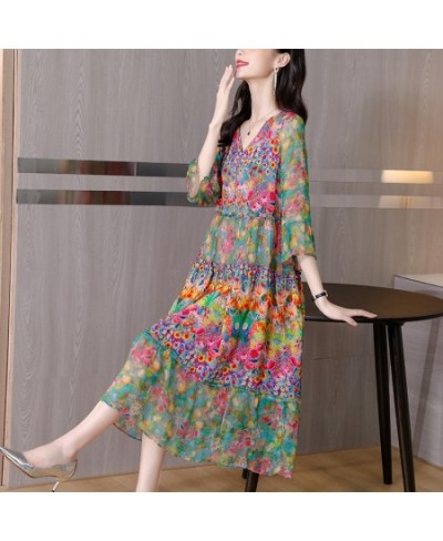 Summer Dress 2022 Woman Silk Floral Dress Elegant Long Beach Vintage Dresses for Women Clothes Vestido $53.41 - Plus Size Clo...