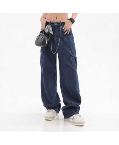 Vintage Oversize Cargo Jeans Fashion Wide Leg Pants High Waist Denim Baggy High Street Straight Casual Trousers $53.49 - Bottoms