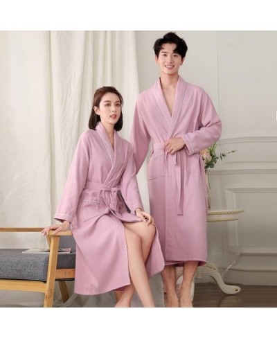 Solid Hotel Robe Men Cotton Kimono Bathrobe Plus Size Towel Bath Robe Waffle Robes For Women Long Dressing Gown Sleepwear $44...