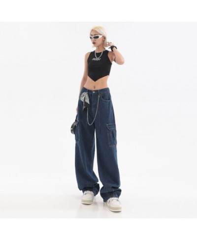 Vintage Oversize Cargo Jeans Fashion Wide Leg Pants High Waist Denim Baggy High Street Straight Casual Trousers $53.49 - Bottoms