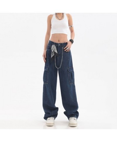 Vintage Oversize Cargo Jeans Fashion Wide Leg Pants High Waist Denim Baggy High Street Straight Casual Trousers $53.49 - Bottoms