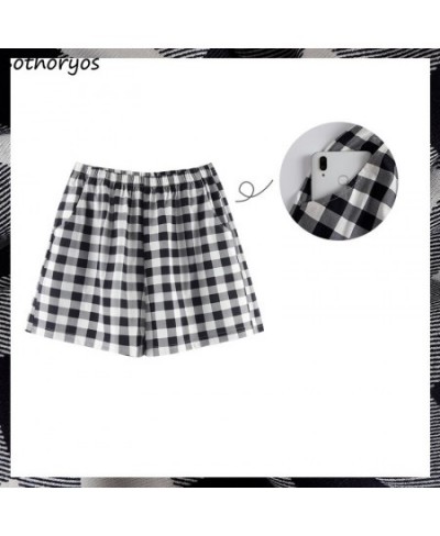 Sleep Bottoms Women Plaid Elastic Waist Kawaii Breathable Female Summer Sleepwear Trousers Popular M-4XL Korean Style Simple ...